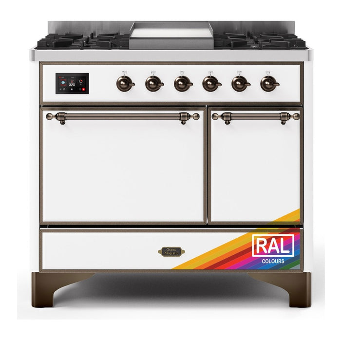 ILVE 40 Inch Majestic II Series Natural/ Propane Gas Burner and Electric Oven Range with 6 Sealed Burners (UMD10FDQNS3)