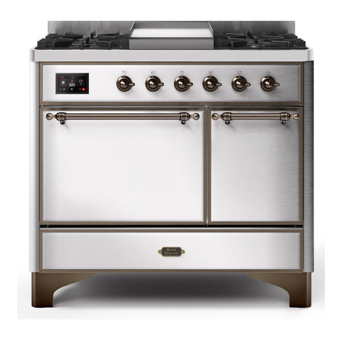 ILVE 40 Inch Majestic II Series Natural/ Propane Gas Burner and Electric Oven Range with 6 Sealed Burners (UMD10FDQNS3)