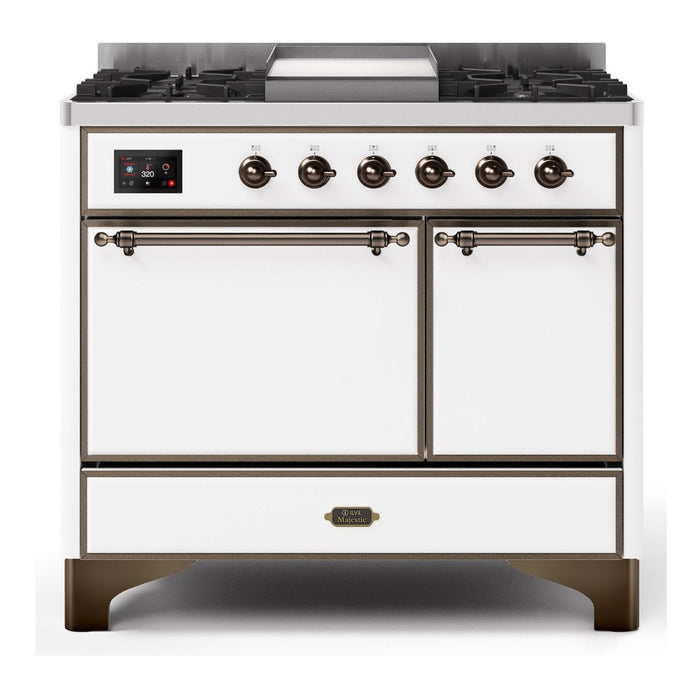 ILVE 40 Inch Majestic II Series Natural/ Propane Gas Burner and Electric Oven Range with 6 Sealed Burners (UMD10FDQNS3)