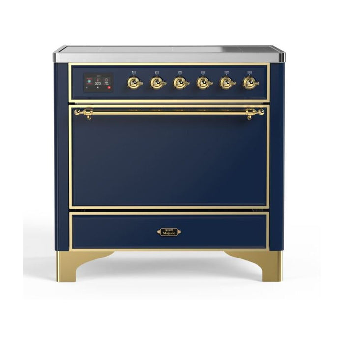 ILVE 36 Inch Majestic II Series Induction Range with 5 Elements 3.5 cu. ft. Oven Capacity TFT Oven Control Display Solid Door (UMI09QNS3)