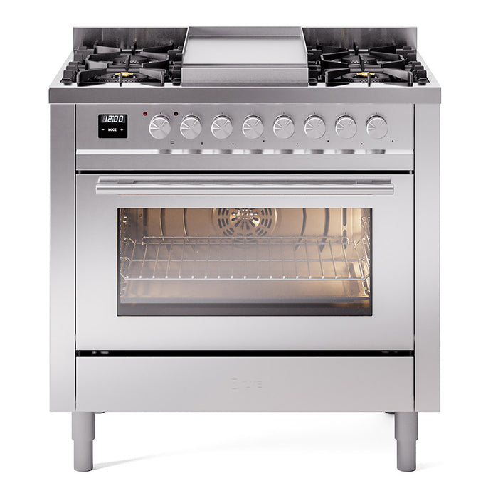 ILVE Professional Plus II 36-Inch Freestanding Dual Fuel Range with 6 Sealed Burner - UP36FWMP
