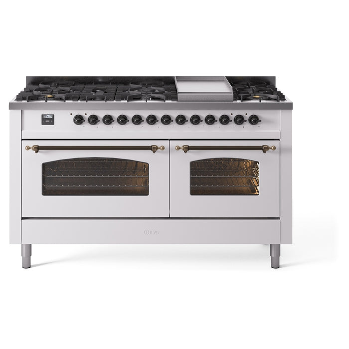ILVE Nostalgie 60" Dual Fuel Range with 9 Sealed Burners Griddle Triple Glass Door - UP60FNMP