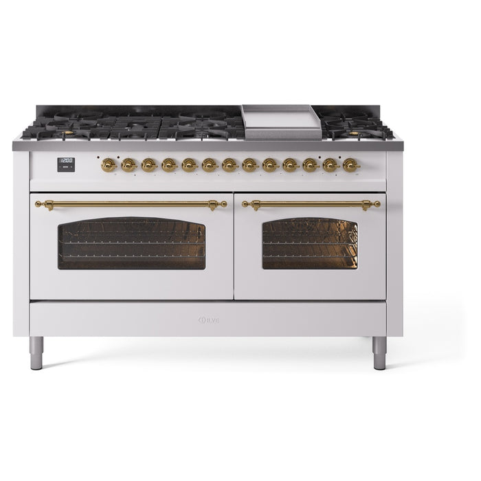 ILVE Nostalgie 60" Dual Fuel Range with 9 Sealed Burners Griddle Triple Glass Door - UP60FNMP