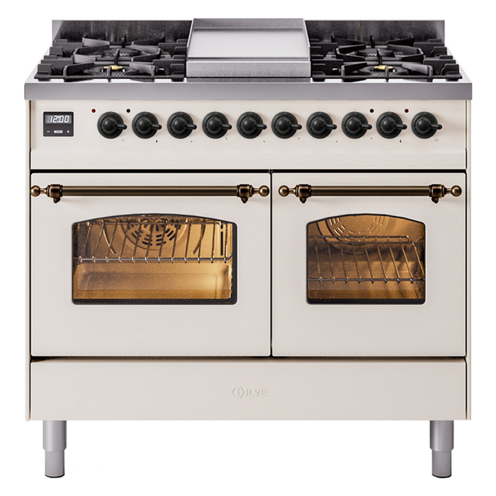 ILVE 40" Nostalgie II Series Freestanding Double Oven Dual Fuel Range