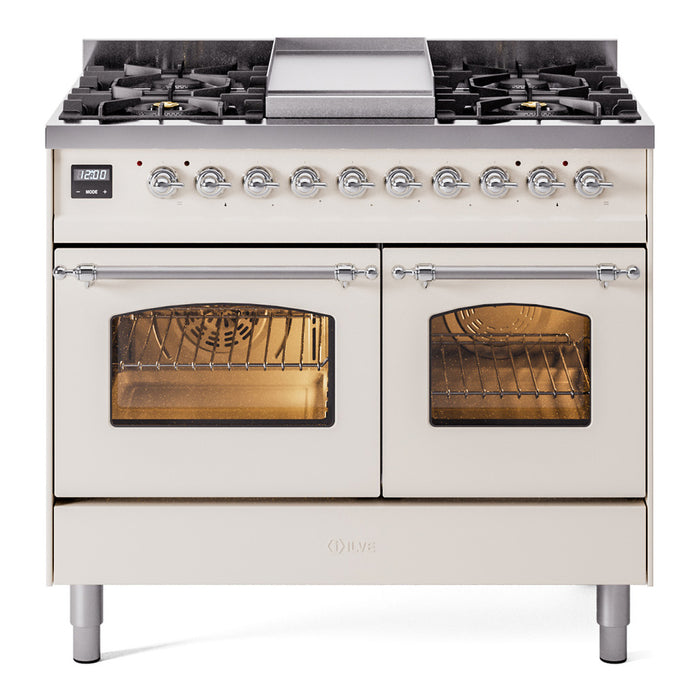 ILVE 40" Nostalgie II Series Freestanding Double Oven Dual Fuel Range