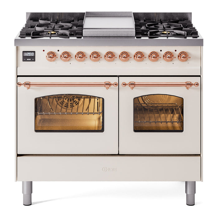 ILVE 40" Nostalgie II Series Freestanding Double Oven Dual Fuel Range