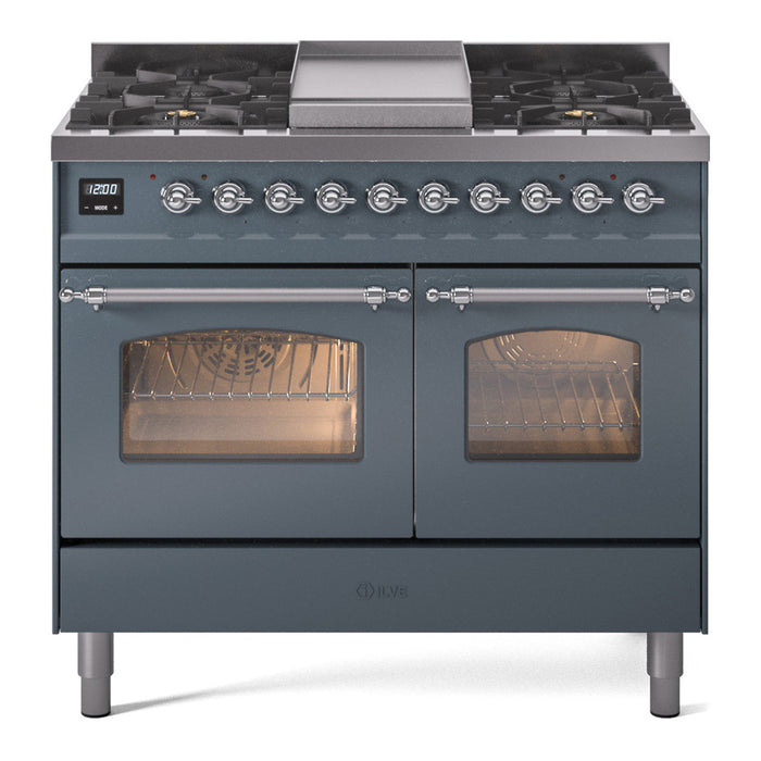 ILVE 40" Nostalgie II Series Freestanding Double Oven Dual Fuel Range