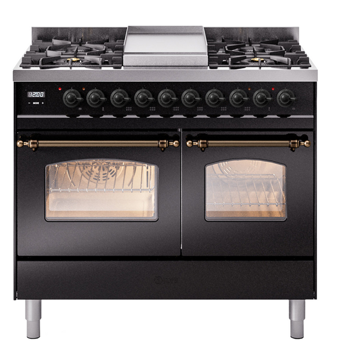ILVE 40" Nostalgie II Series Freestanding Double Oven Dual Fuel Range