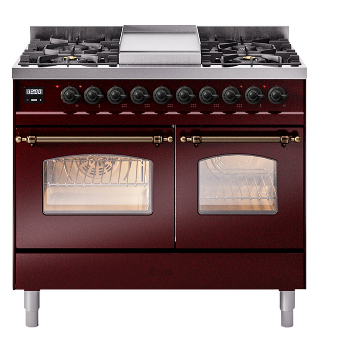ILVE 40" Nostalgie II Series Freestanding Double Oven Dual Fuel Range