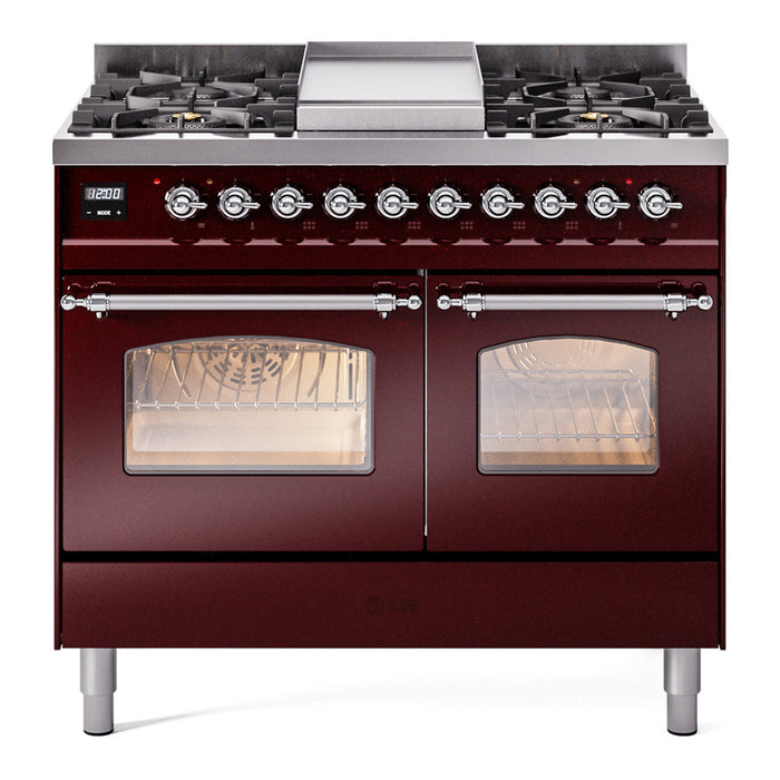 ILVE 40" Nostalgie II Series Freestanding Double Oven Dual Fuel Range