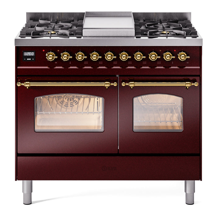ILVE 40" Nostalgie II Series Freestanding Double Oven Dual Fuel Range