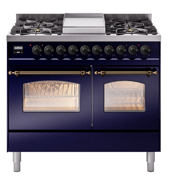 ILVE 40" Nostalgie II Series Freestanding Double Oven Dual Fuel Range