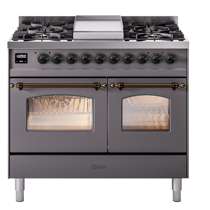 ILVE 40" Nostalgie II Series Freestanding Double Oven Dual Fuel Range