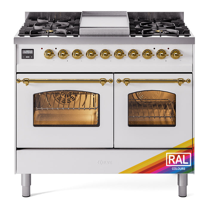 ILVE 40" Nostalgie II Series Freestanding Double Oven Dual Fuel Range