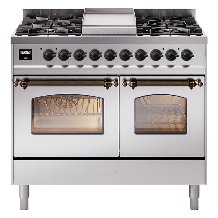 ILVE 40" Nostalgie II Series Freestanding Double Oven Dual Fuel Range