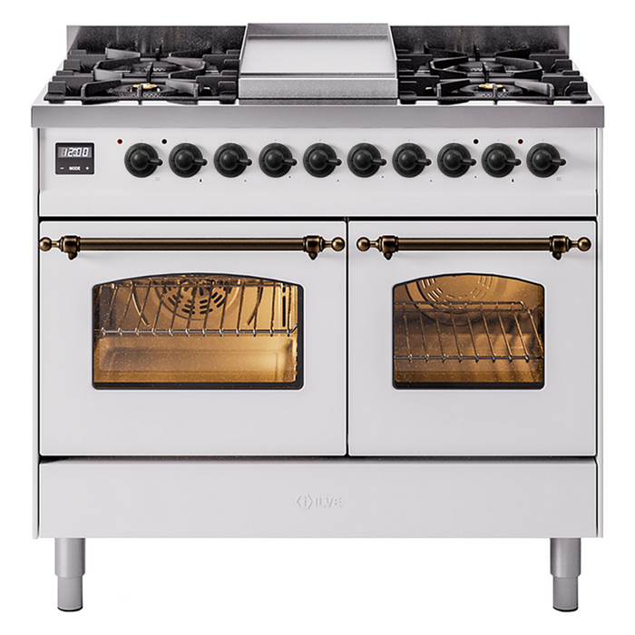 ILVE 40" Nostalgie II Series Freestanding Double Oven Dual Fuel Range