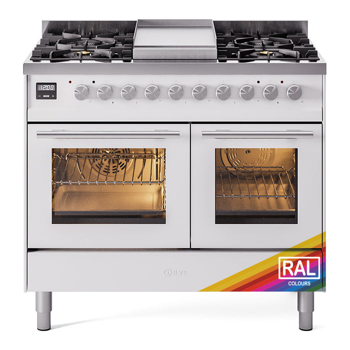 ILVE Professional Plus II 40-Inch Freestanding Dual Fuel Range with 6 Sealed Burner - UPD40FWMP