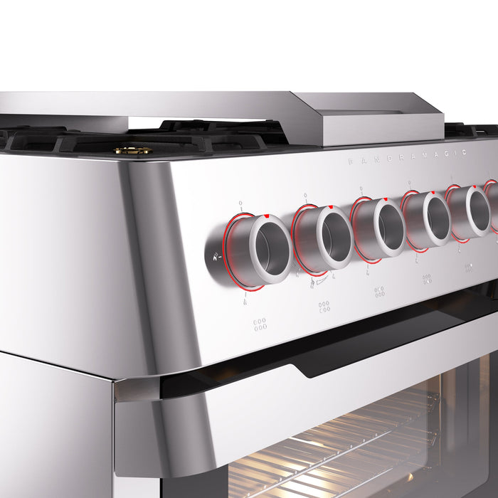 ILVE 36" Panoramagic Freestanding Single Oven Dual Fuel Range with 5 Sealed Burners and Griddle - UPM09FDS3