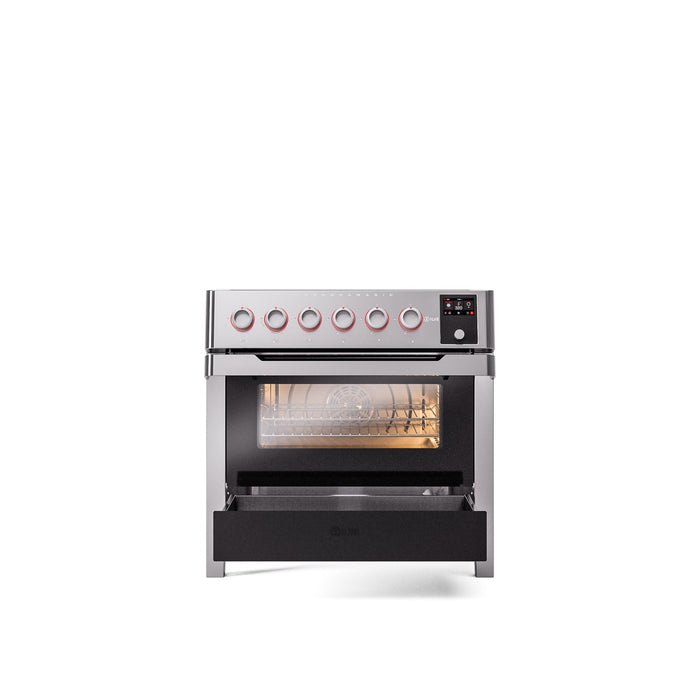ILVE 36"Panoramagic Series Freestanding Electric Double Oven Range with 5 Elements, Triple Glass Cool Door, Convection Oven, TFT - UPMI09S3