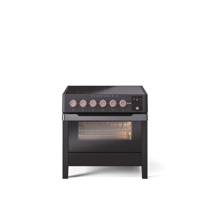 ILVE 36"Panoramagic Series Freestanding Electric Double Oven Range with 5 Elements, Triple Glass Cool Door, Convection Oven, TFT - UPMI09S3