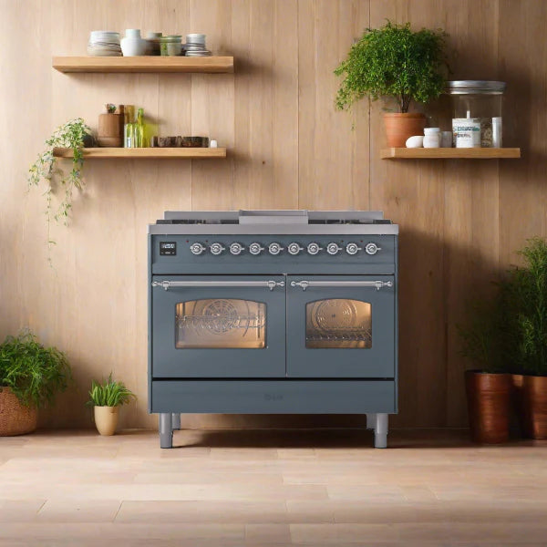 ILVE 40" Nostalgie II Series Freestanding Double Oven Dual Fuel Range