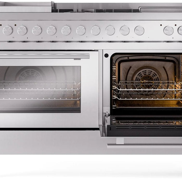 ILVE Professional Plus II 60 Inch Dual Fuel Freestanding Range in Stainless Steel with Trim - UP60FSWMP