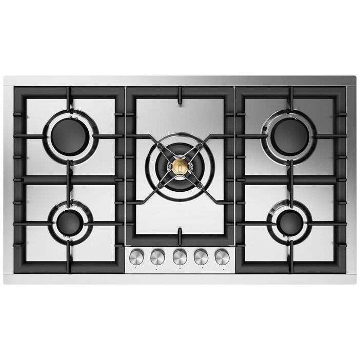 ILVE UHCPT95 Professional Plus II 36 inch Built-In Gas Cooktop with Total Black Brass Burners, in Stainless Steel